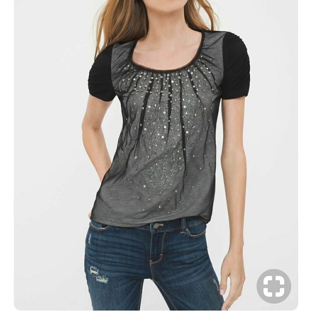 WHBM glitter mesh tee